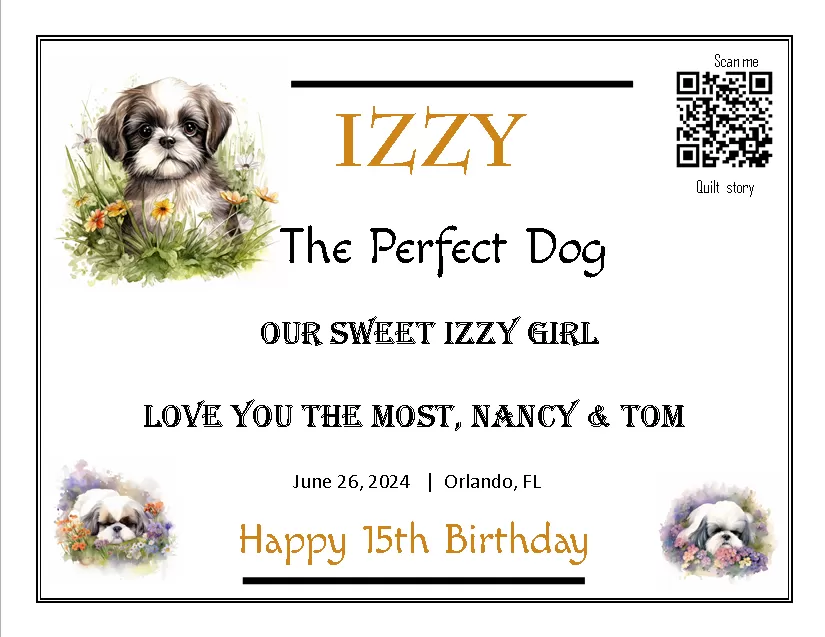 quilt label - Izzy quilt label - Izzy